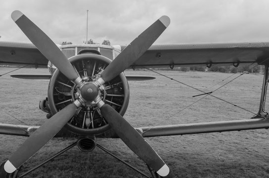 old plane in black and white colors