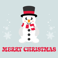 cartoon cute snowman with text vector