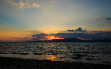 landscape with sunset in the sea