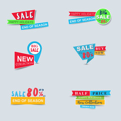 Set of Sale and discounts. online shopping, discount and promotion banners and badges.