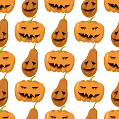 Seamless pattern with pumpkins thanksgiving autumn decoration vector illustration vegetable background.