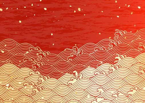 波柄　新年　赤