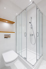 White bathroom with shower