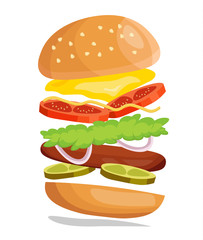 Colorful retro vintage cartoon poster of sandwich fast food vector
