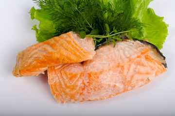 Steamed salmon