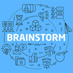 Brainstorm Blue Lines Illustration for prsentation