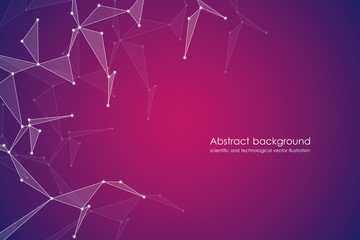 Structure of molecular particles and atom, polygonal abstract background, technology and science concept, vector illustration.