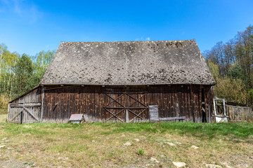 Abandoned farm building in forest complex called Kampinos near Warsaw, Poland