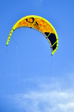Power kite on the beach in Tarifa. Spain.