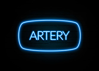 Artery  - colorful Neon Sign on brickwall