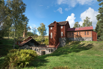 Hundred year old ironworks building in Klenshyttan Sweden