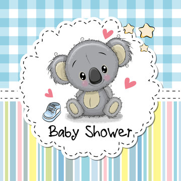 Baby Shower Greeting Card with Cartoon Koala