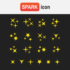 icon spark stars. Sparkles line icons. Black sparkles symbols
