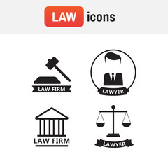 Fototapeta premium Icon solicitor advocacy. Lawyer concept. Lawyer icons in flat style. Lawyer sign and symbol vector