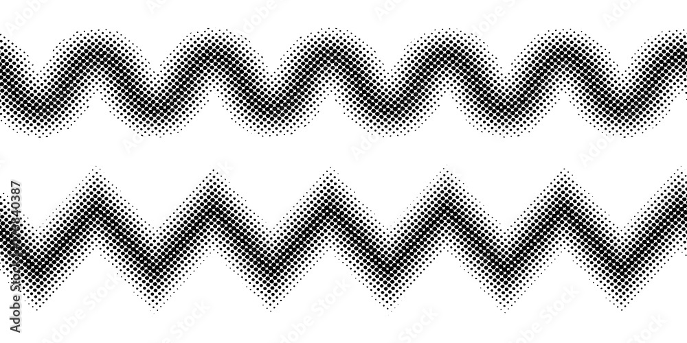 Poster Zigzag halftone effect, vector zig zag dots halftone pattern for design