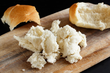 Bread crumbs on the table