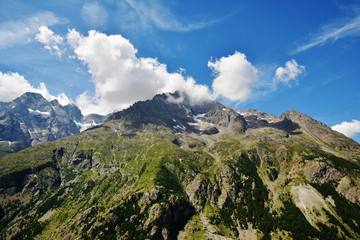 Beautiful view from Col du  Lautaret, high mountain pass in the department of Hautes-Alpes ,communication route between Grenoble and Briancon