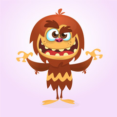 Happy cute cartoon monster. Vector illustration