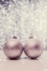 Christmas decorative balls over defocused lights