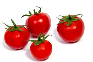 red tomatoes isolated on white background