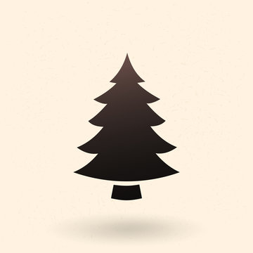 Vector Black Silhouette Icon - Pine Tree