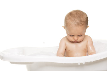 Cute baby bath