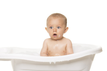 Cute baby bath