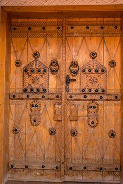 Traditional Wooden Door Carving, Riyadh Province, Saudi Arabia