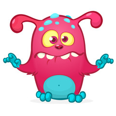 Cartoon laughing green monster. Vector illustration of green  monster isolated. Halloween design