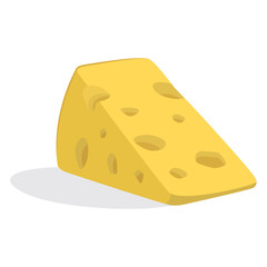 Piece of cheese the triangular matured parmesan.Nutritious food made mostly from the milk of cows.Flat style realistic vector.For shops organic natural products.Healthy food.Farm products
