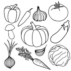 Vegetable icons set stock illustration