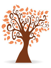 Naklejka na ściany i meble cartoon autumn tree