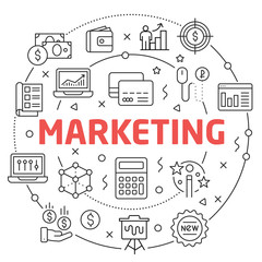 Marketing Linear illustration slide for the presentation