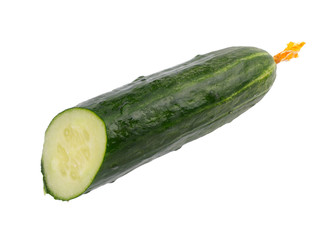 Cutted green cucumber on the isolated background