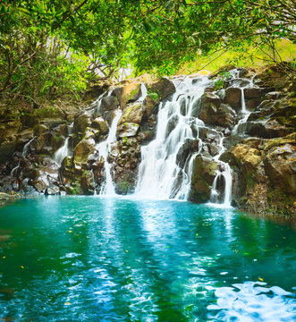 Cascade Vacoas waterfall. Mauritius.