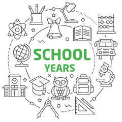 School years Linear illustration