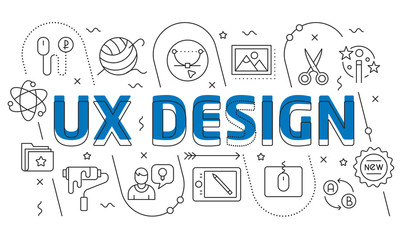 Linear illustration slide for the presentation ux design
