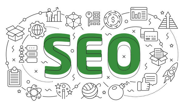 Linear illustration slide for the presentation seo