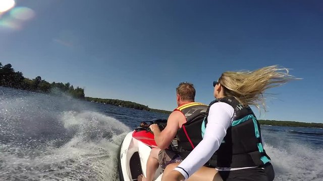 seadoo guy and girl jump boat wake wave gopro selfie