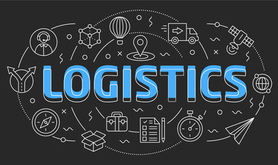 Fototapeta premium Linear illustration logistics