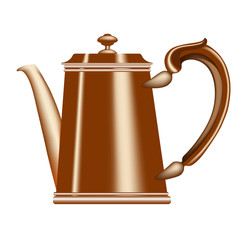 Old metallic teapot and coffee pot isolated on white background