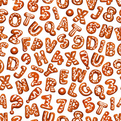 Christmas cookie font seamless pattern background