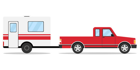 Pickup with trailer, pick-up with trailer, car © Dmitry