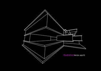 architecture drawing modern structure steel vector