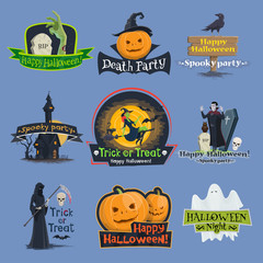 Halloween trick or treat holiday vector icons