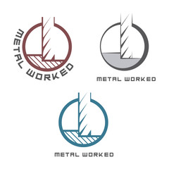   an illustration consisting of three different images of a milling cutter in the form of a symbol or logo   © akser