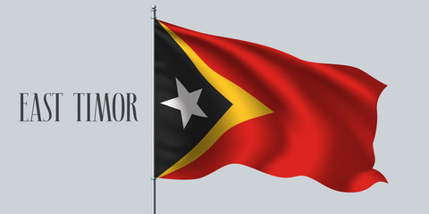 East Timor waving flag on flagpole vector illustration