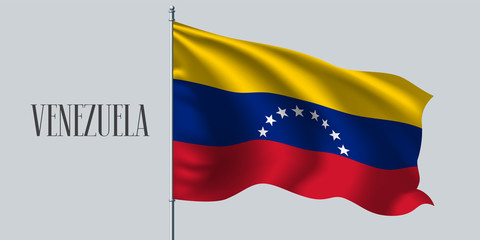 Venezuela waving flag on flagpole vector illustration