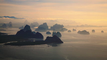 Fototapeta na wymiar Small Limestone mountains in Andaman sea