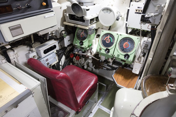 Interior of an old submarine - Command room